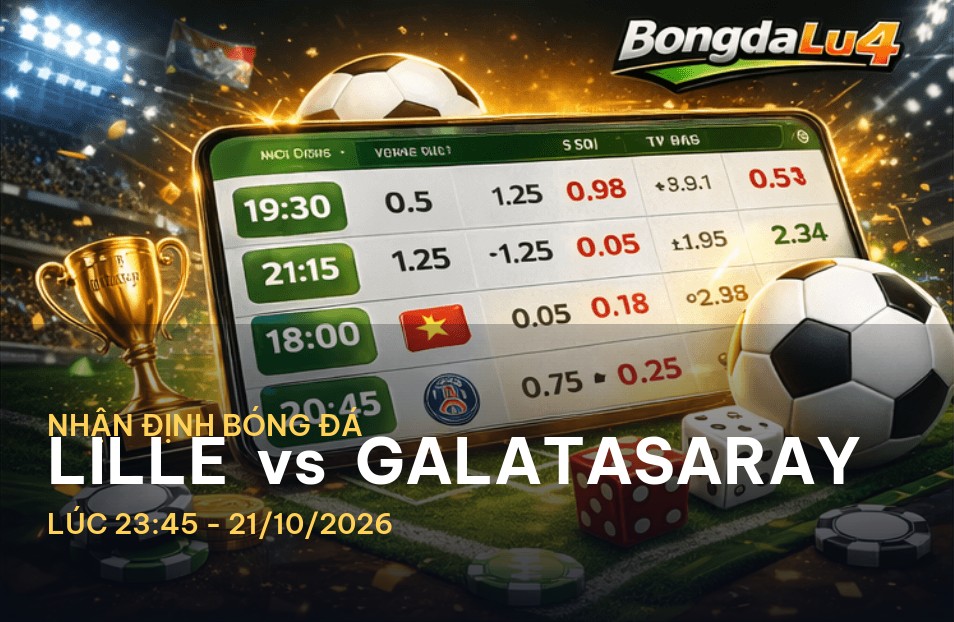 Bongdalu soi kèo hôm nay: Nhận định trận Lille vs Galatasaray